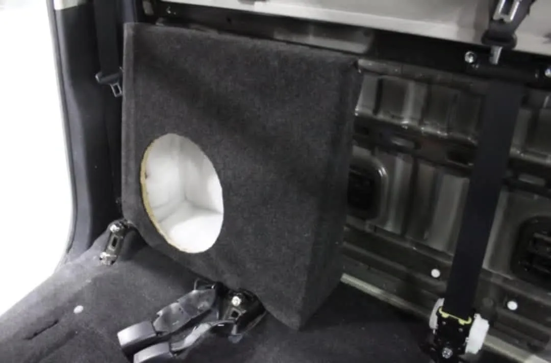 Custom fibreglass drivers side subwoofer box 12inch cutout